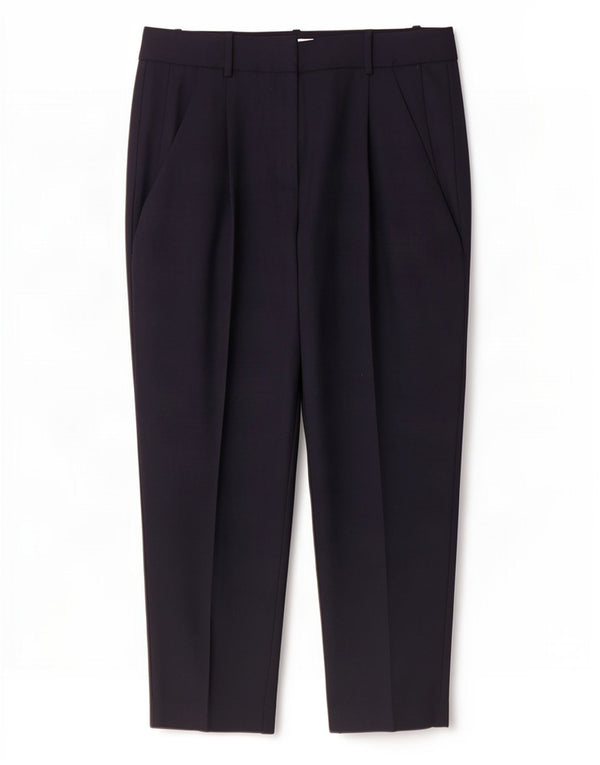 Pantaloni da abito affusolati corti da donna Reiss UK 12 Medium W32 L26 Lana blu navy