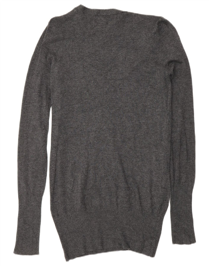 Maglione ZARA da donna con scollo a V UK 12 Grigio medio