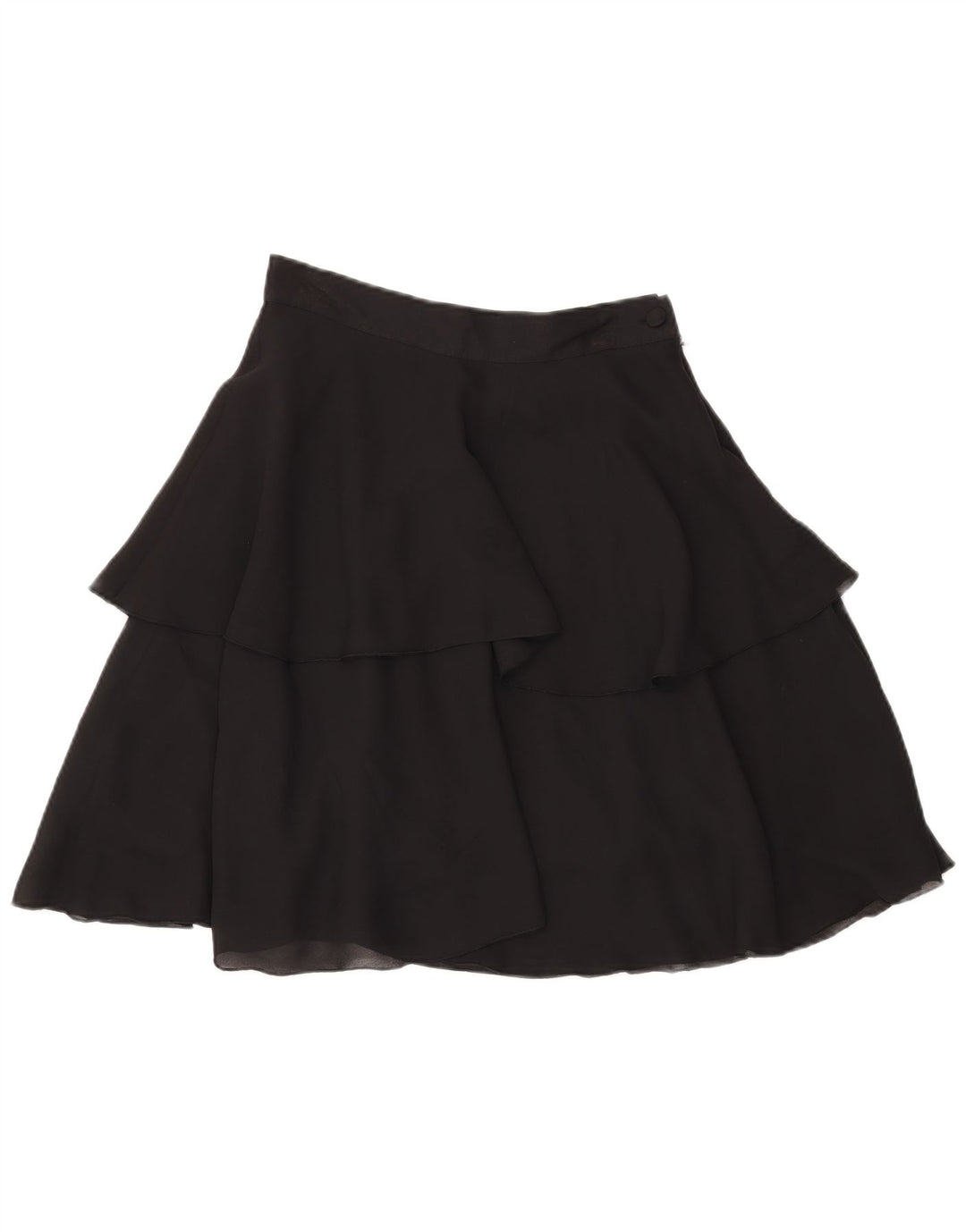 Gonna a strati vintage da donna W28 poliestere nero medio