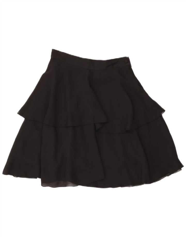 Gonna a strati vintage da donna W28 poliestere nero medio