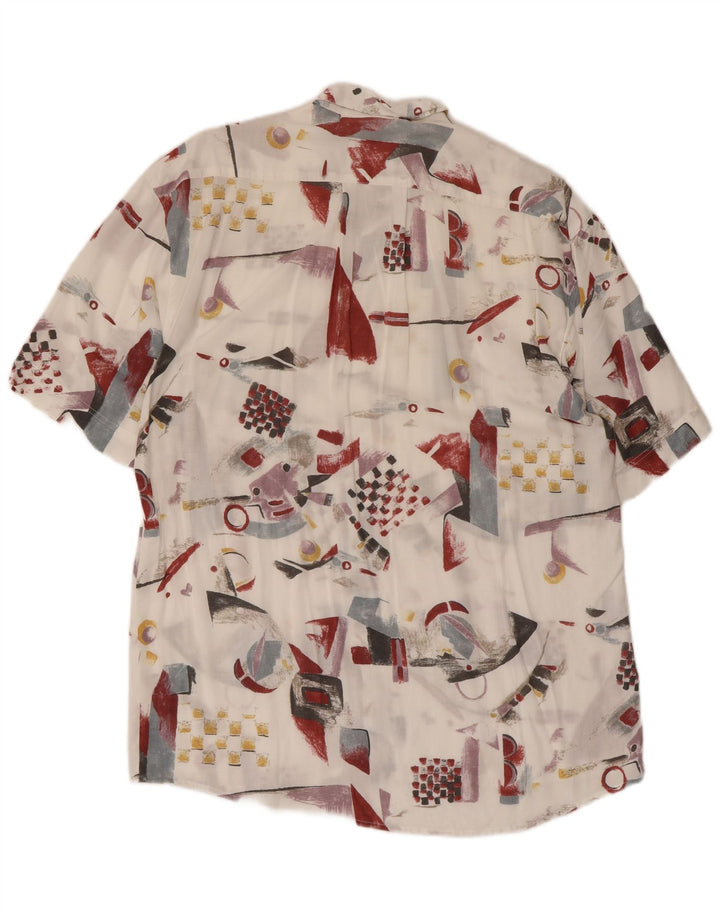 Camicia a maniche corte da uomo Dornbusch taglia 39/40 medio bianco geometrico