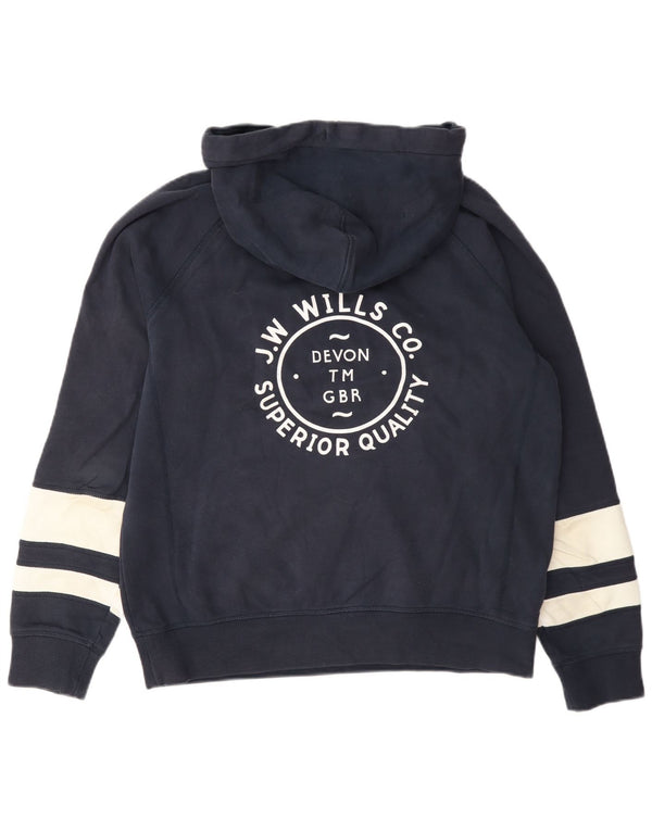 Maglione con cappuccio grafico da donna Jack Wills UK 12 Medium Blu Navy Colourblock