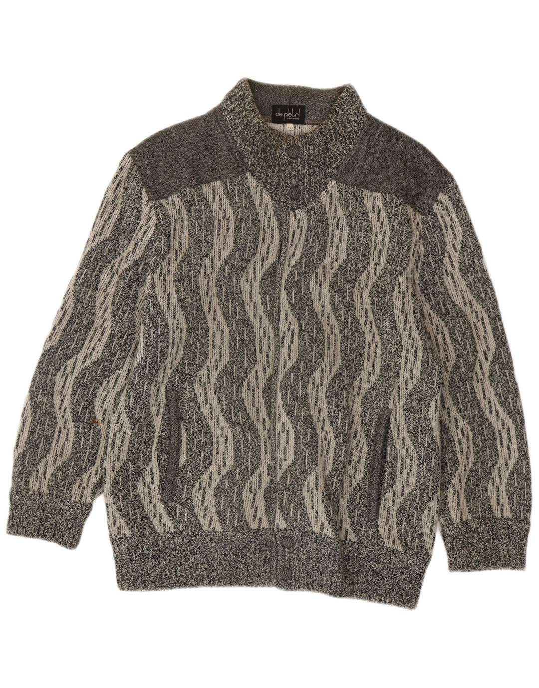 Maglione cardigan da uomo De Pletrl IT 50 Lana Chevron grigio medio
