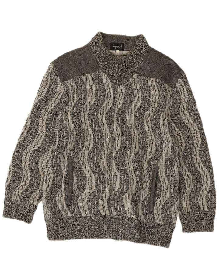Maglione cardigan da uomo De Pletrl IT 50 Lana Chevron grigio medio
