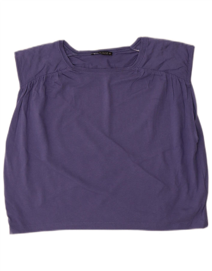 ZARA Womens Sleeveless Crop Top UK 14 Medium Purple Cotton