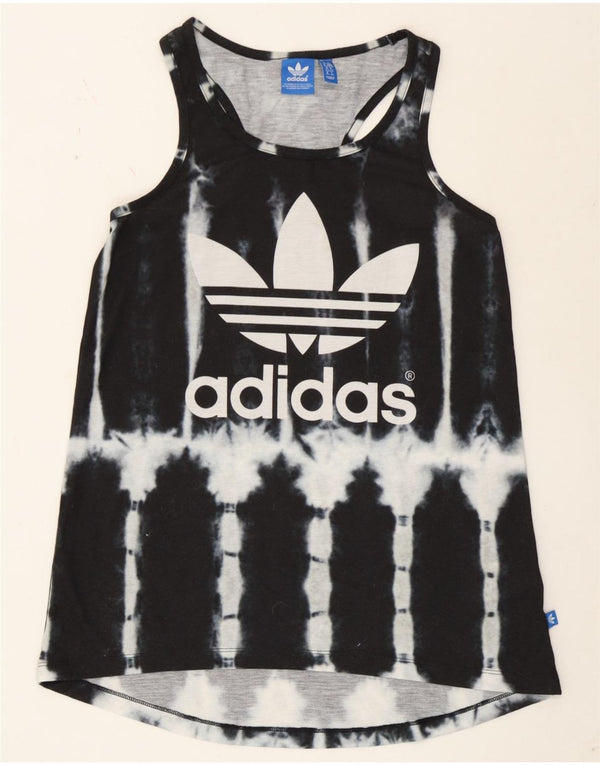 Canottiera grafica da donna Adidas UK 6 XS poliestere nero tie-dye