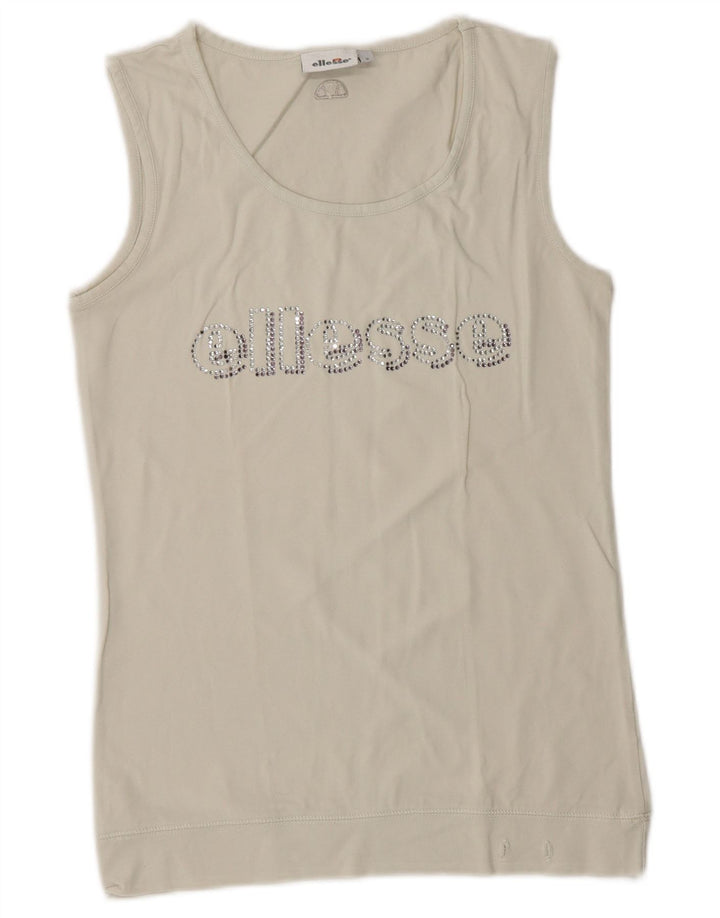 Canotta grafica da donna Ellesse UK 10 piccola bianca