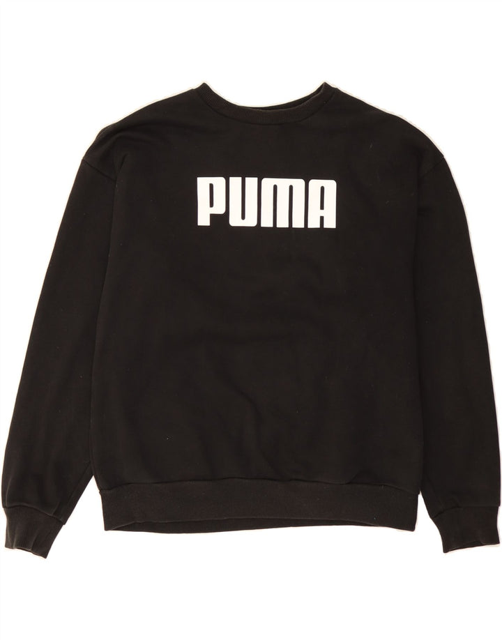 PUMA Womens Graphic Sweatshirt Jumper UK 12 Medium  Black Cotton Vintage Puma and Second-Hand Puma from Messina Hembry 