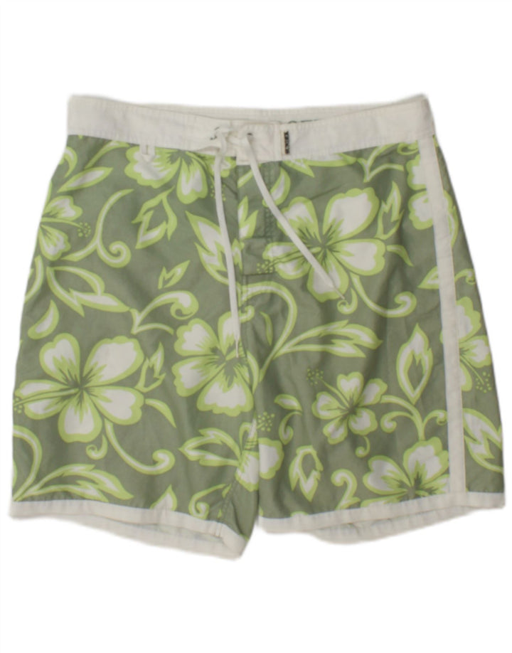 Pantaloncini da bagno da uomo Sundek grandi in poliestere floreale verde