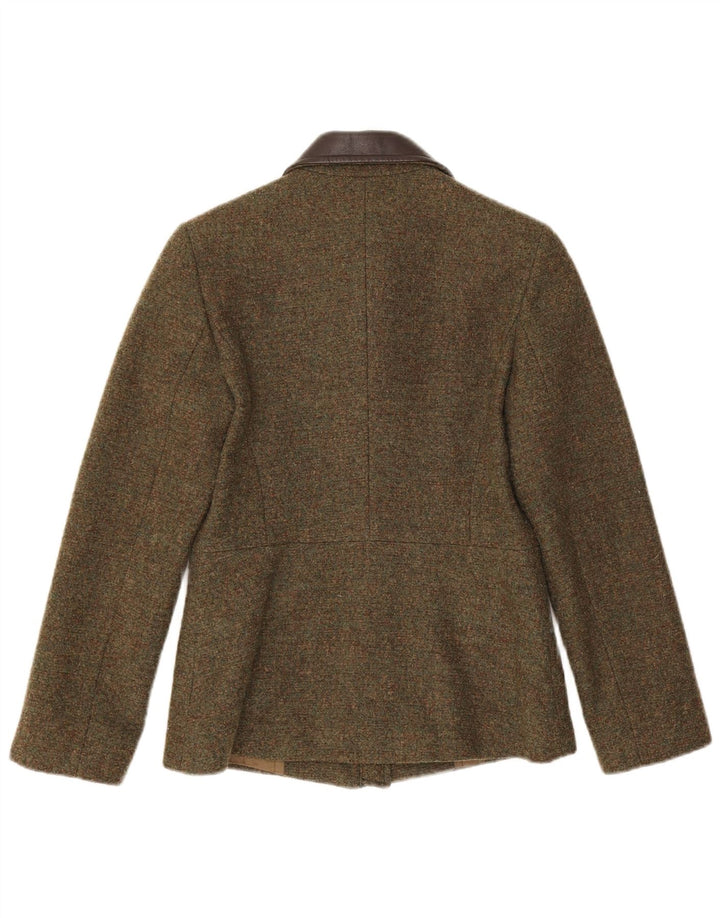 Max & Co. Giacca blazer con zip intera da donna UK 8 piccola lana kaki