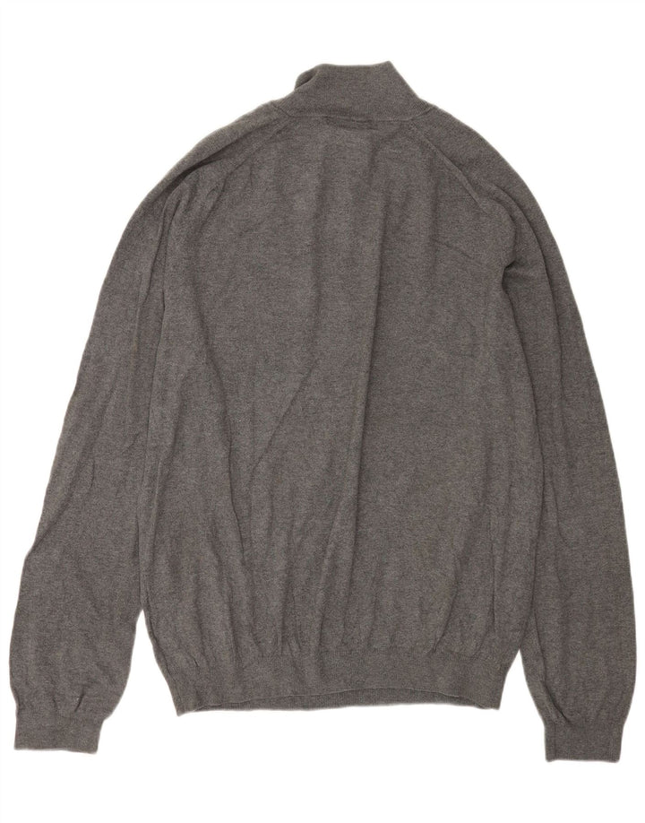 EDDIE BAUER Maglione da uomo con zip e collo grande in cotone grigio