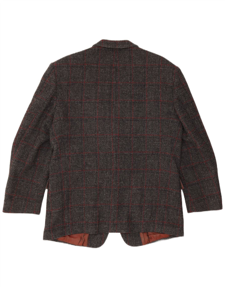 Scirocco Giacca da uomo Harris Tweed a 2 bottoni, UK 40, grande motivo a quadri grigi