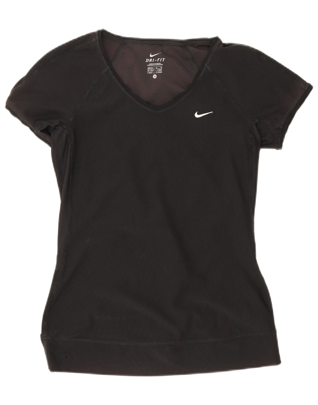 T-shirt Nike Dri Fit da donna Top UK 12/14 poliestere nero medio