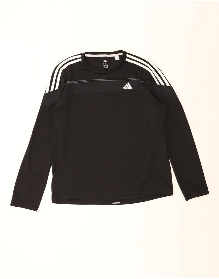 Top Adidas da uomo a manica lunga grande nero in poliestere