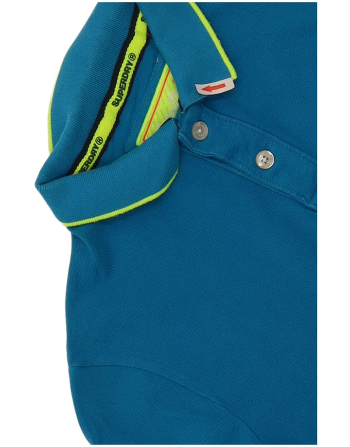Polo da uomo Superdry in cotone blu medio