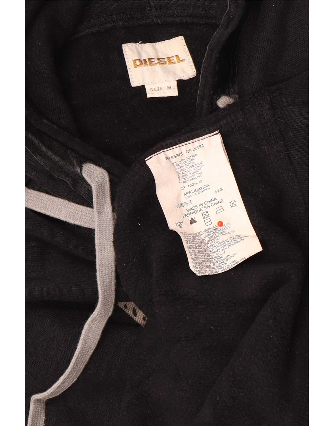 Maglione con cappuccio grafico da uomo Diesel in cotone nero medio