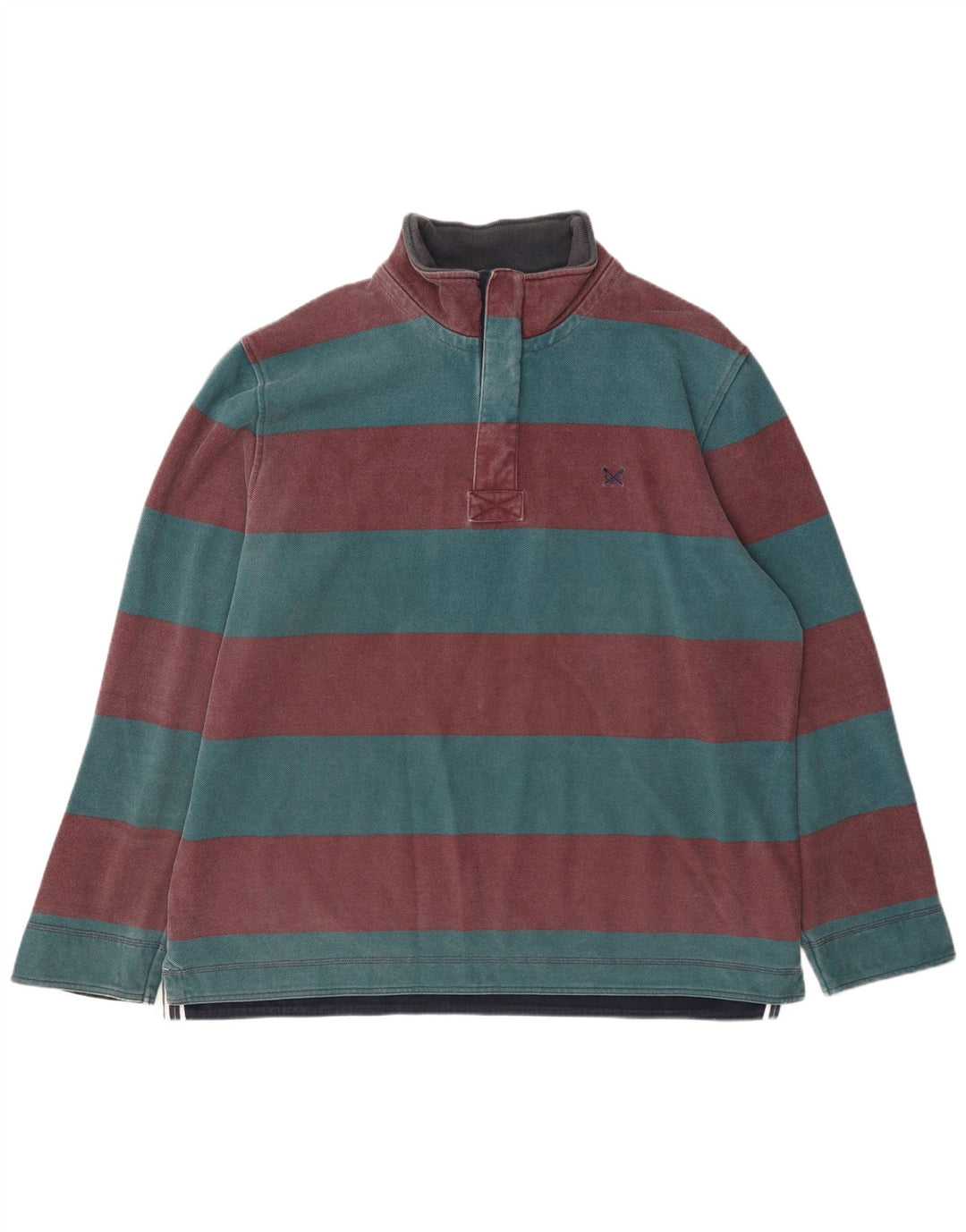 Crew Clothing Felpa con collo con zip da uomo Maglione 2XL a righe multicolore
