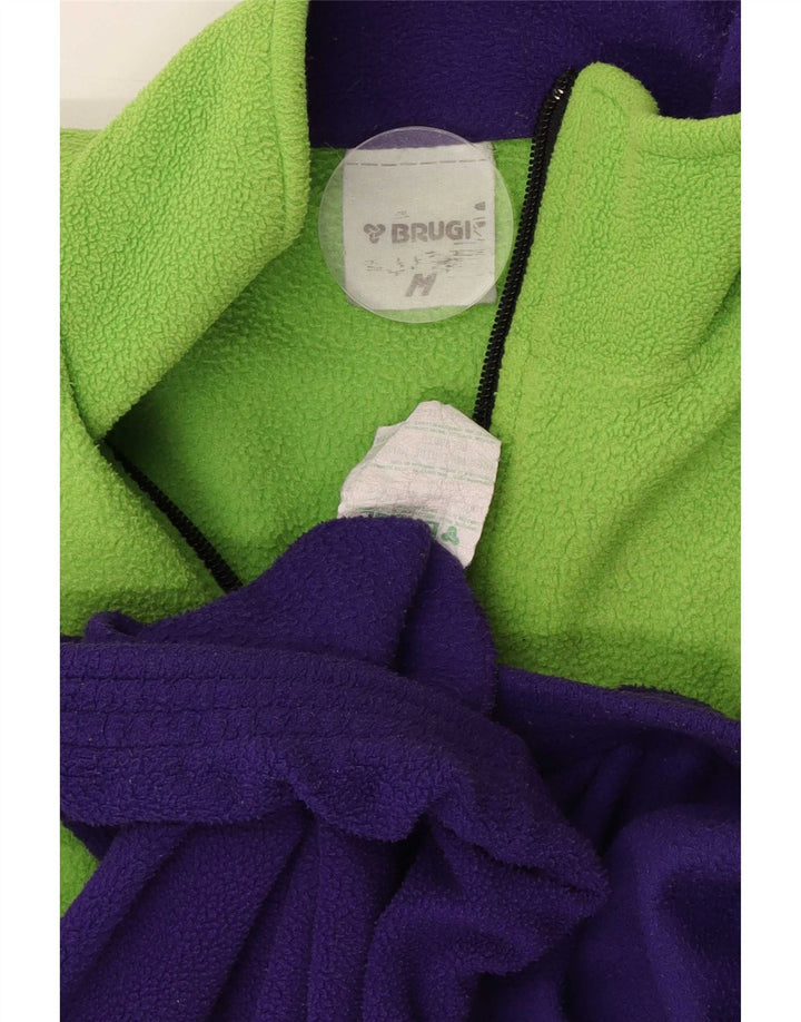 Brugi Maglione in pile da uomo con zip e collo in poliestere color block viola medio