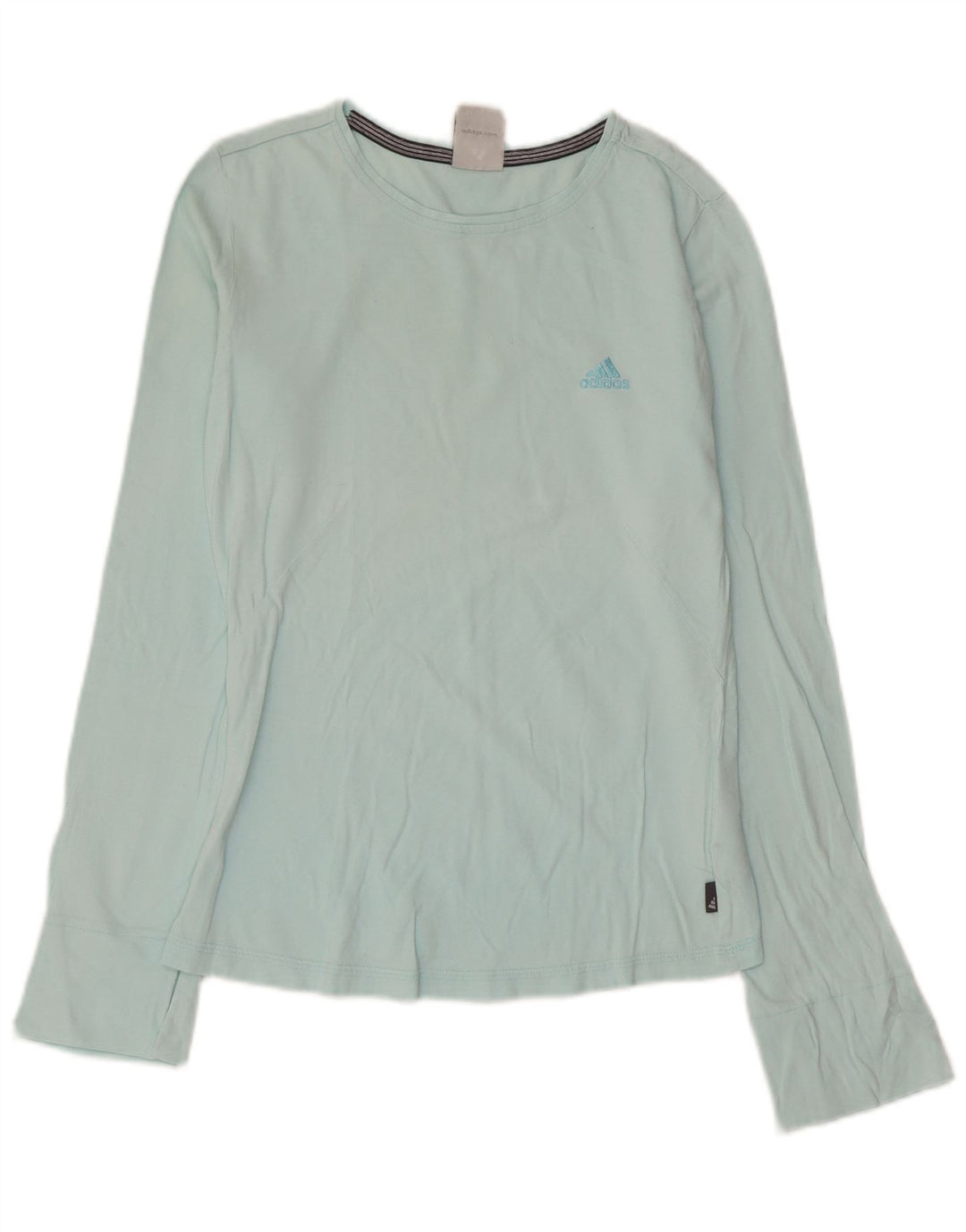 Top ADIDAS da donna a manica lunga UK 10 piccolo cotone blu
