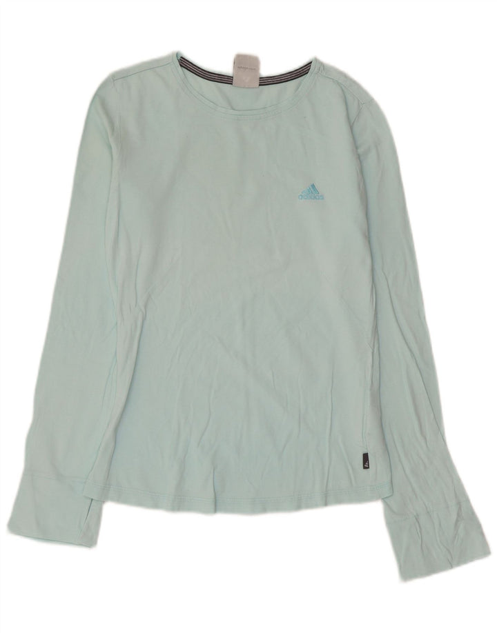 Top ADIDAS da donna a manica lunga UK 10 piccolo cotone blu