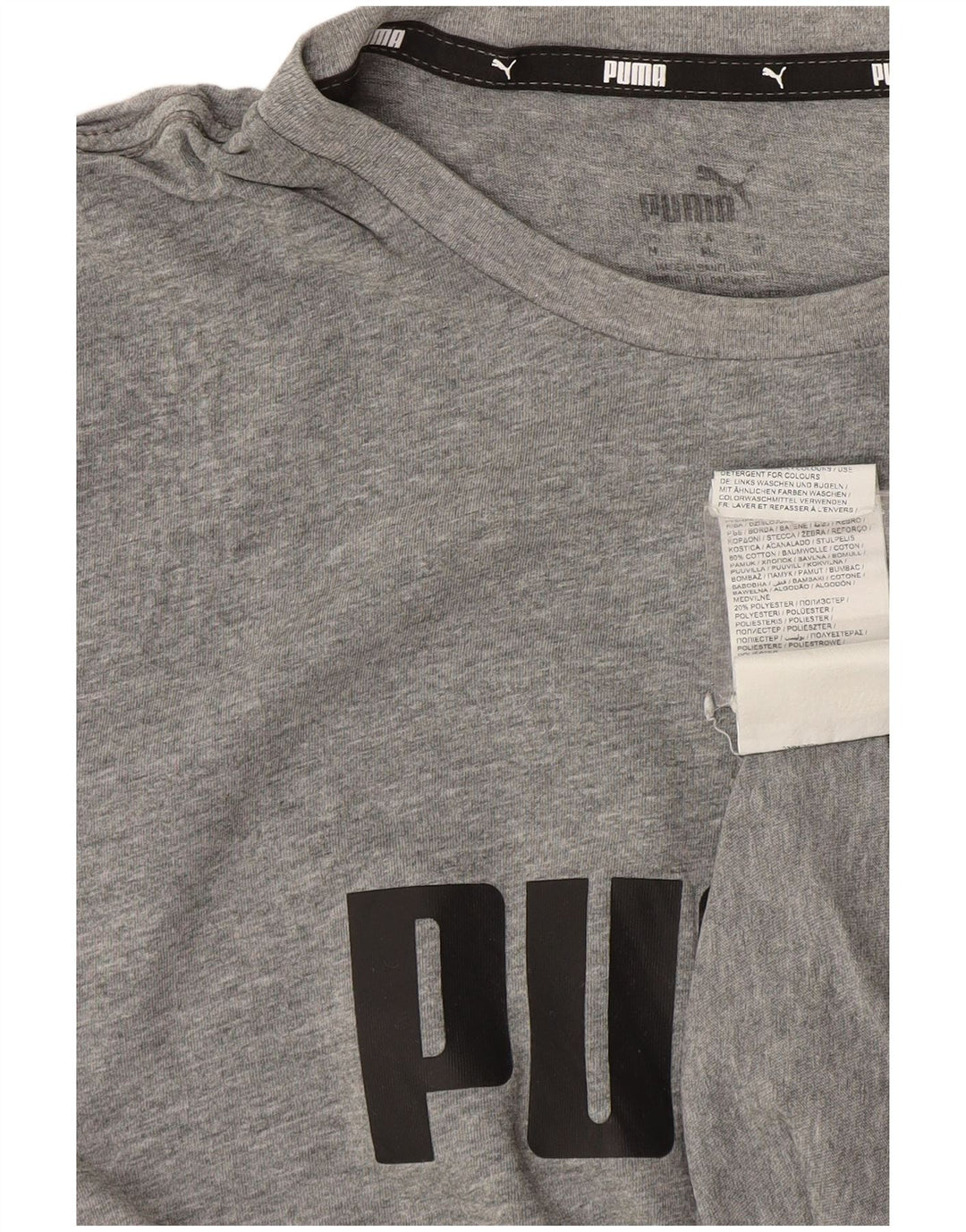 T-shirt grafica da uomo Puma Top in cotone grigio medio