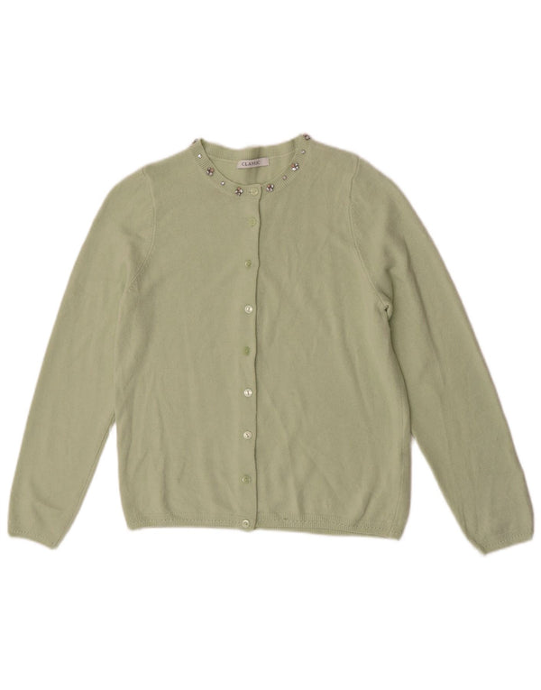 MARKS & SPENCER Maglione cardigan vestibilità classica da donna UK 10 piccolo verde