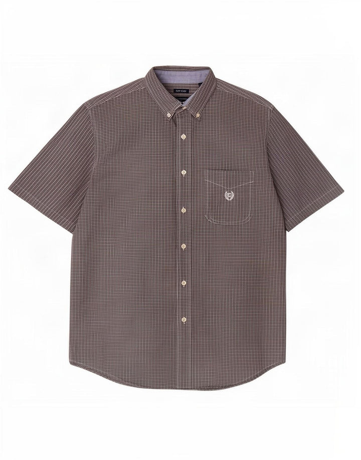 Chaps - Camicia a maniche corte da uomo Easy Care, grande, in cotone grigio