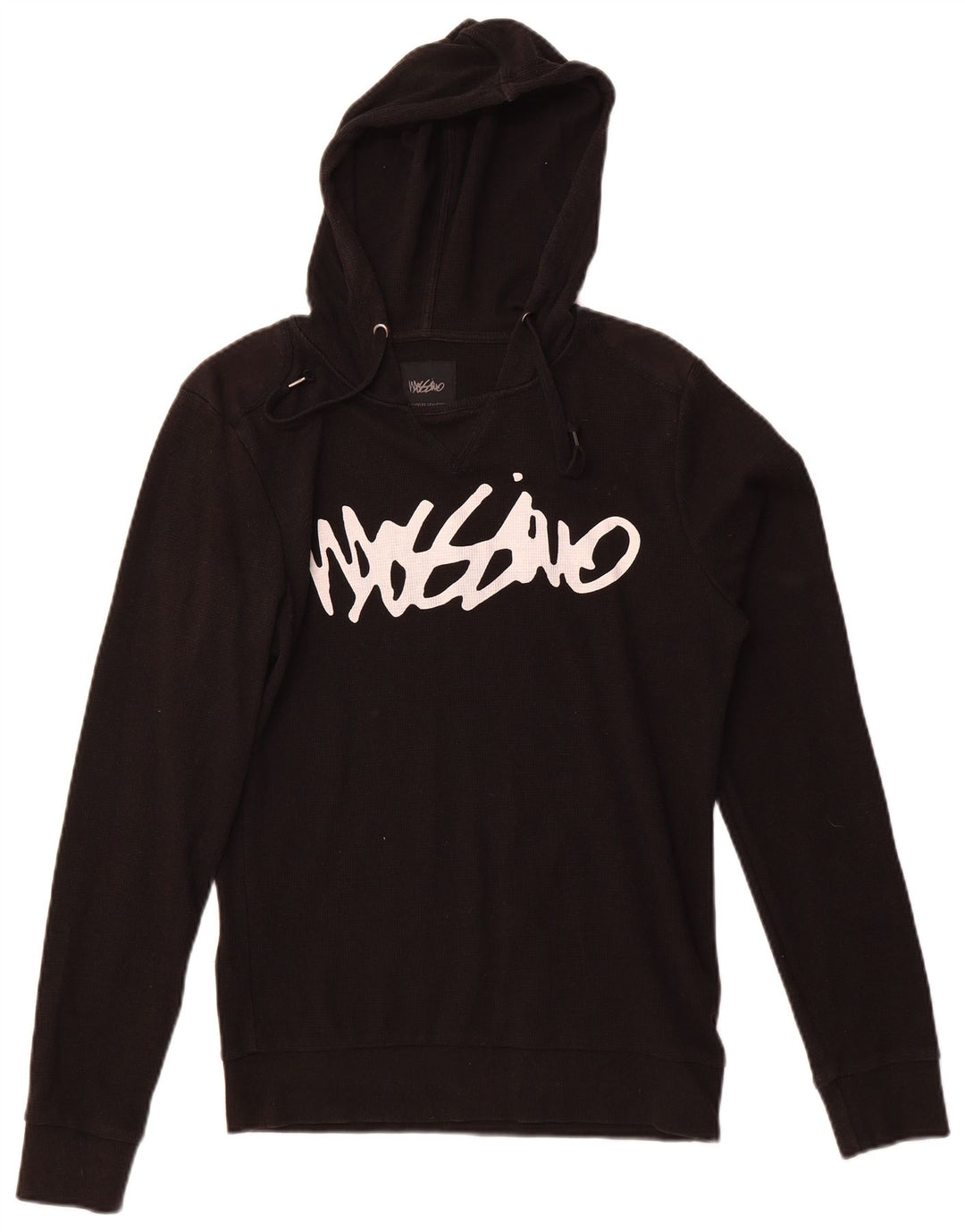 Mossimo Top grafico da uomo con cappuccio manica lunga medio nero