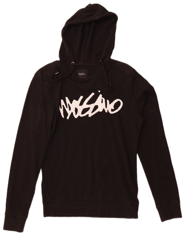 Mossimo Top grafico da uomo con cappuccio manica lunga medio nero