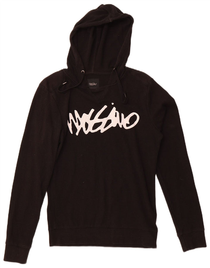 Mossimo Top grafico da uomo con cappuccio manica lunga medio nero