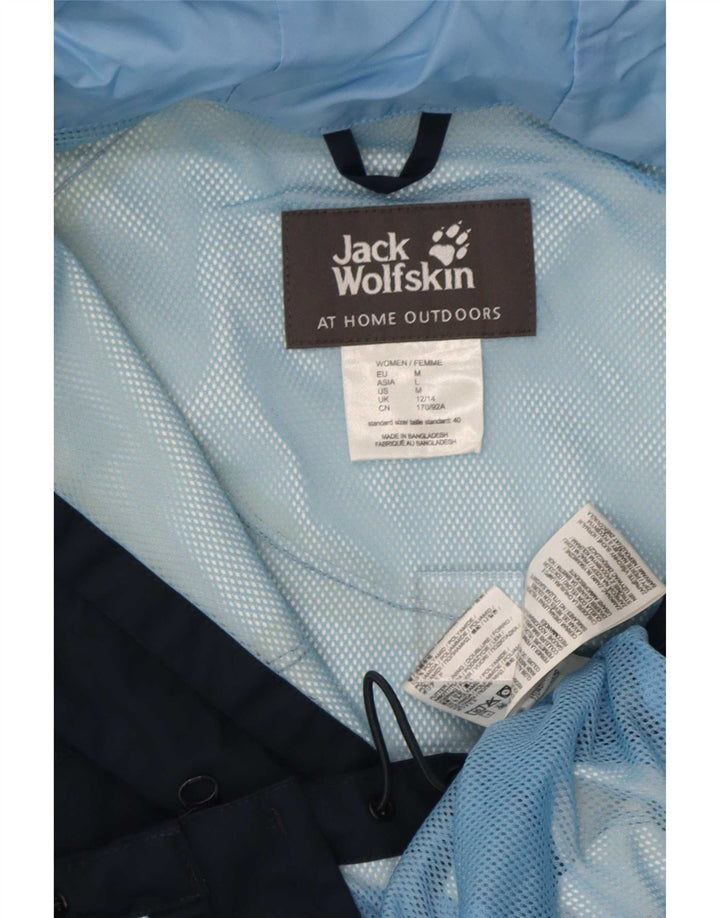 Giacca antipioggia con cappuccio da donna Jack Wolfskin UK 12/14 Medium Blu Navy Poliammide