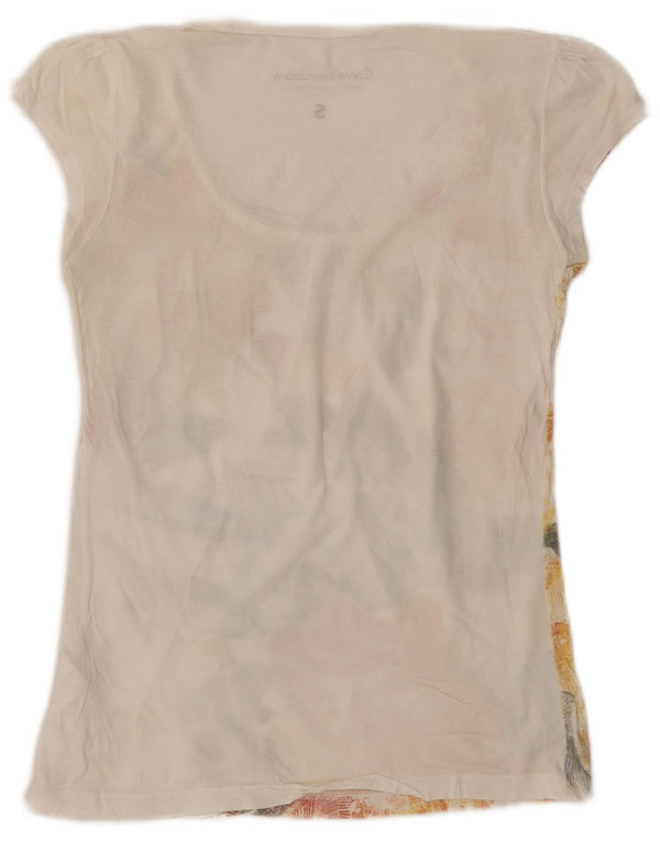 Maglietta grafica da donna Calvin Klein Jeans Top UK 10 Small White Floral