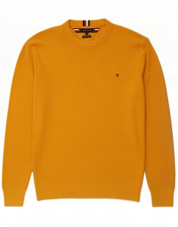 Tommy Hilfiger Mens Crew Neck Jumper Sweater Medium Yellow Cotton