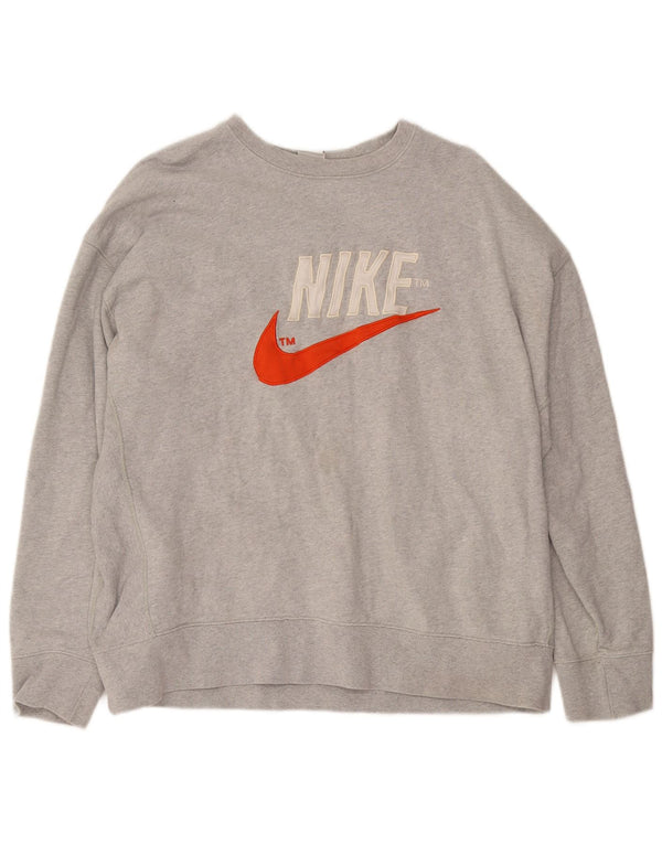Felpa con grafica Nike da uomo, maglione XL, cotone grigio