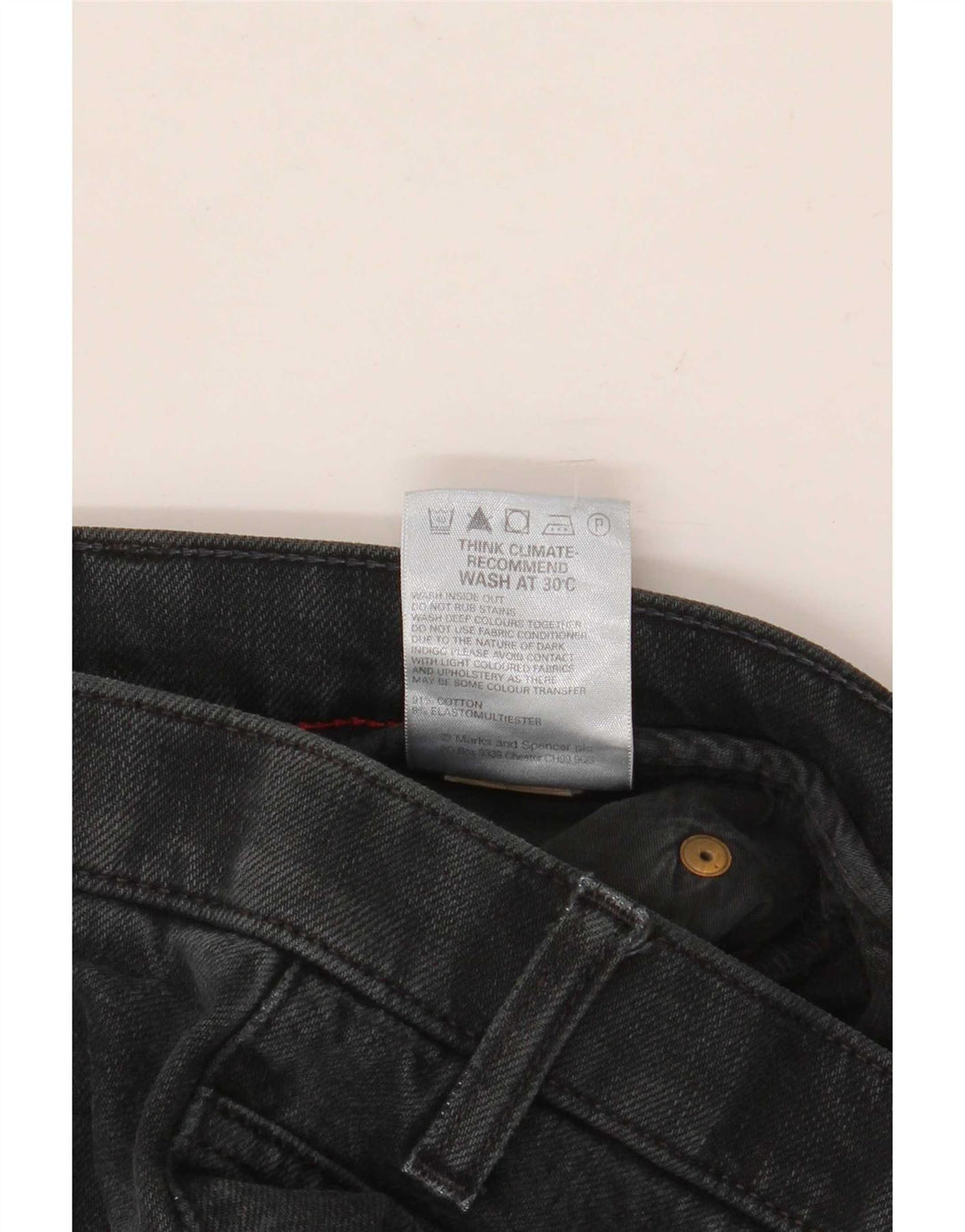 Jeans dritti Marks & Spencer da uomo blu Harbour W34 L35 cotone nero