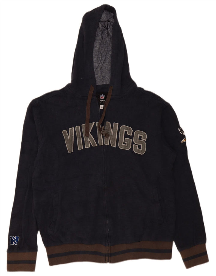 Maglione con cappuccio e zip grafica da uomo NFL Vikings, blocco colore blu navy medio