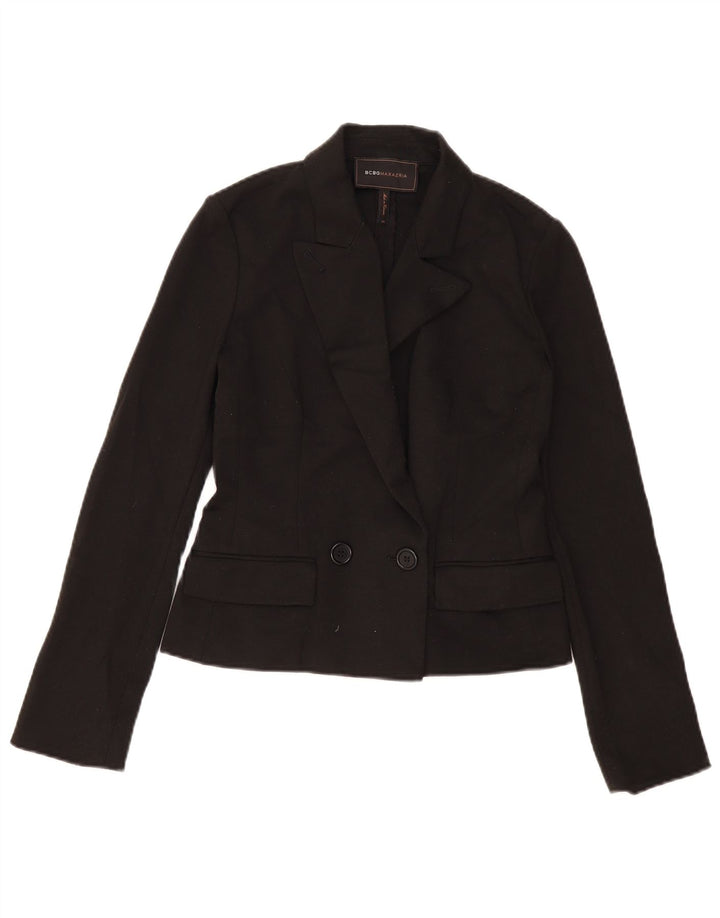 BCBGMAXAZRIA Giacca blazer doppiopetto da donna UK 6 XS poliestere nero