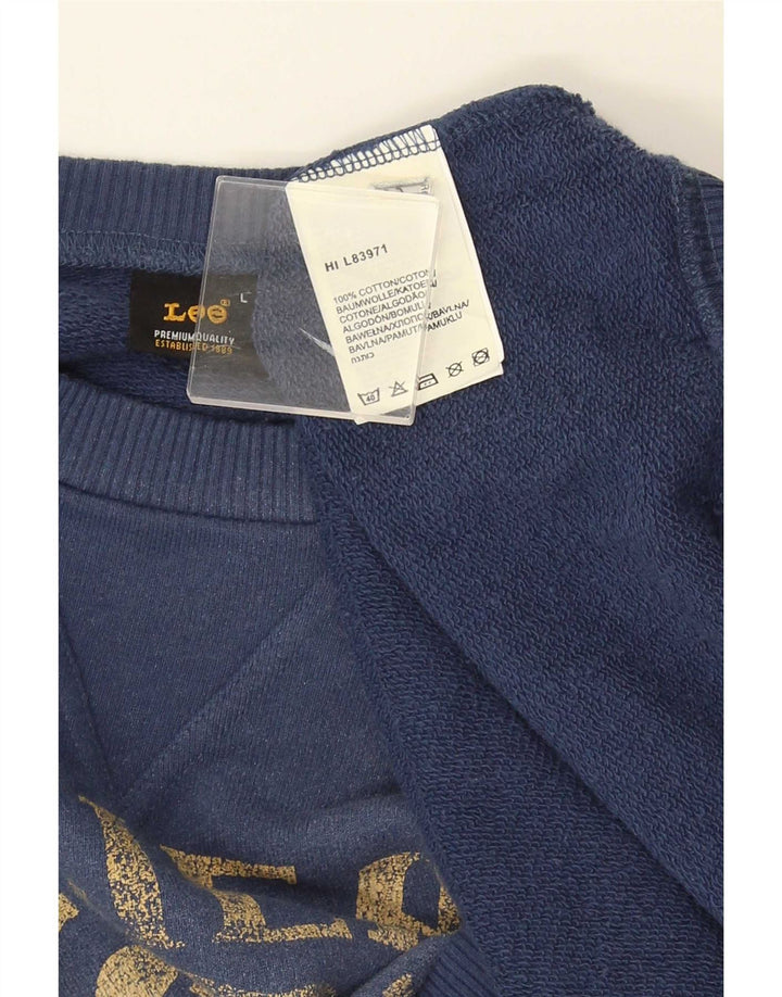 Felpa grafica da uomo Lee, maglione grande, cotone blu navy