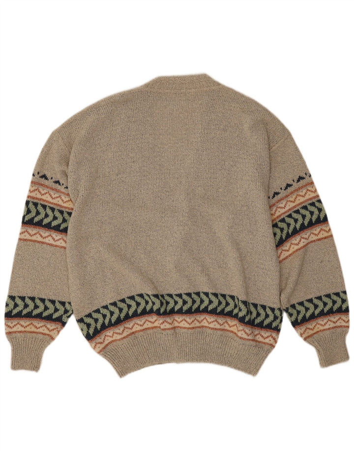 Maglione cardigan da uomo vintage IT 50 grigio medio geometrico