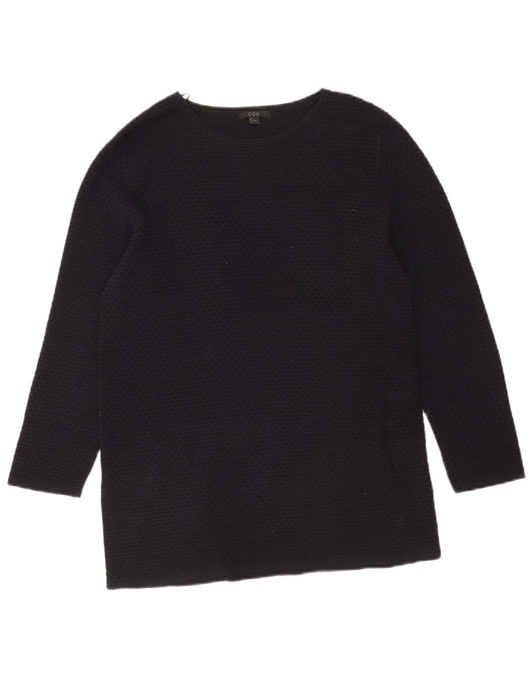 Cos Top da donna manica 3/4 UK 10 piccolo cotone nero