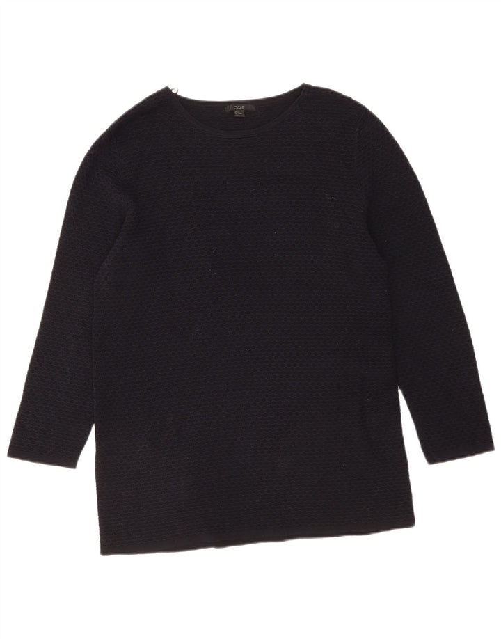 Cos Top da donna manica 3/4 UK 10 piccolo cotone nero