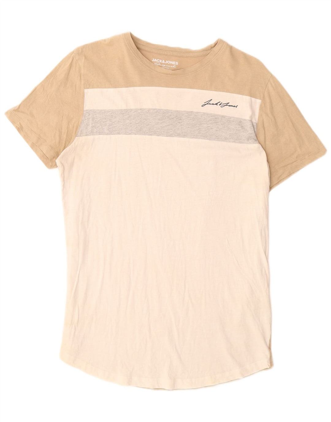 JACK & JONES T-shirt da uomo Top in cotone color block bianco medio