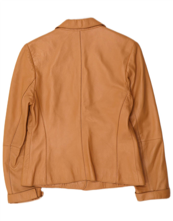 Giacca blazer in pelle a 2 bottoni da donna di Jake UK 10 piccola pelle beige