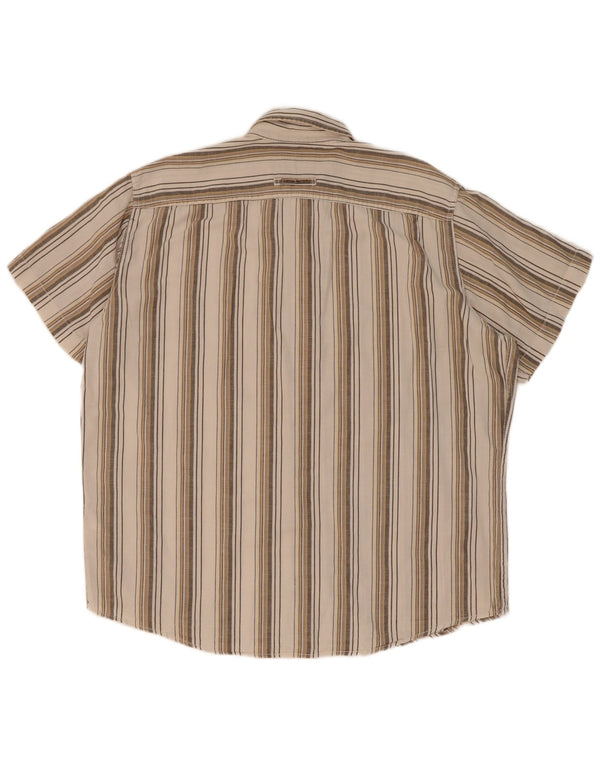 Camicia a maniche corte dal taglio moderno da uomo Camel Active XL in cotone a righe beige