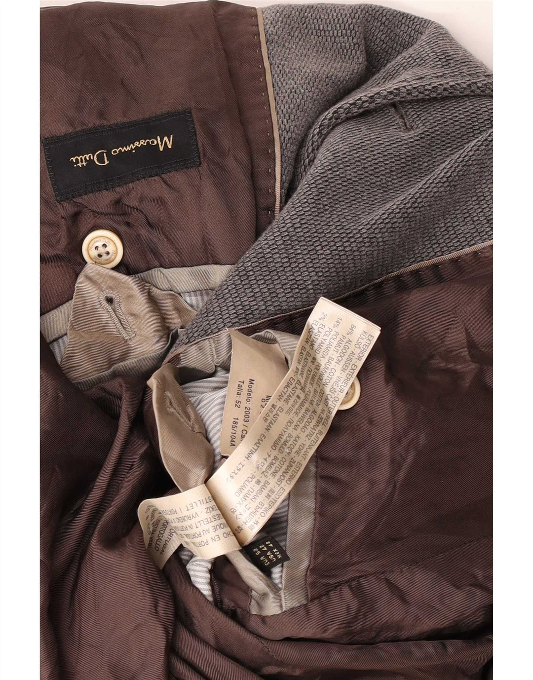 Giacca blazer da uomo a 2 bottoni Massimo Dutti EU 52 grande cotone grigio