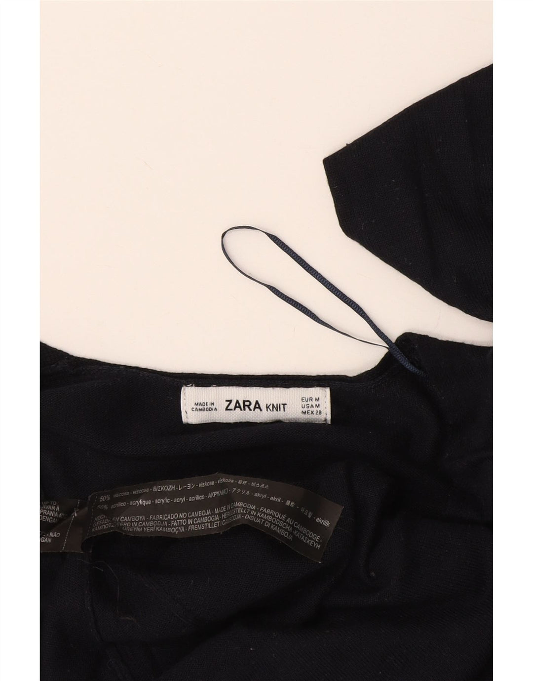 Top Zara da donna a maniche lunghe UK 14 viscosa blu navy medio