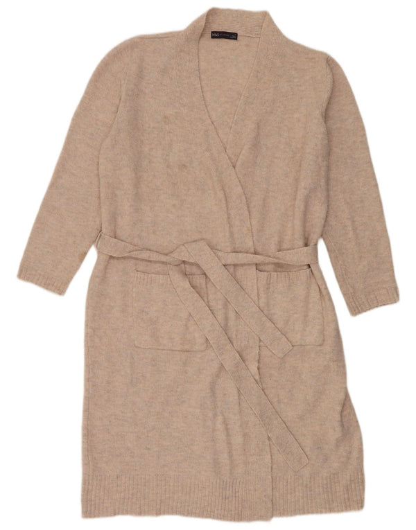 Maglione cardigan lungo da donna Marks & Spencer UK 14 Beige medio