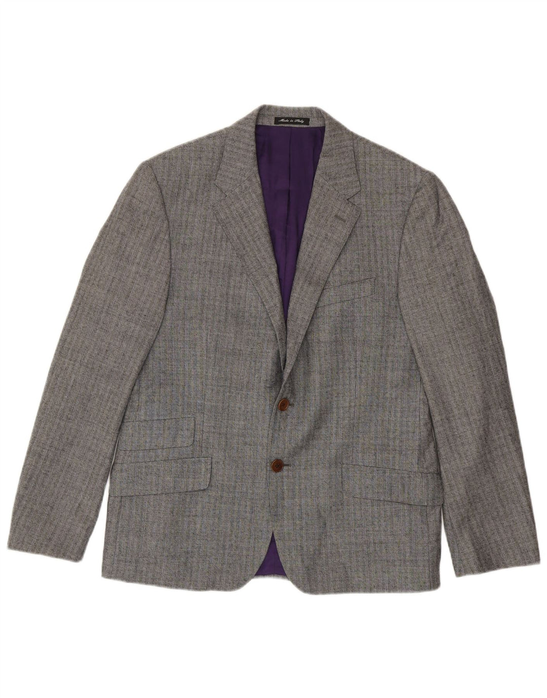 Giacca blazer a 2 bottoni da uomo Paul Smith UK 40 grande lana gessata grigia