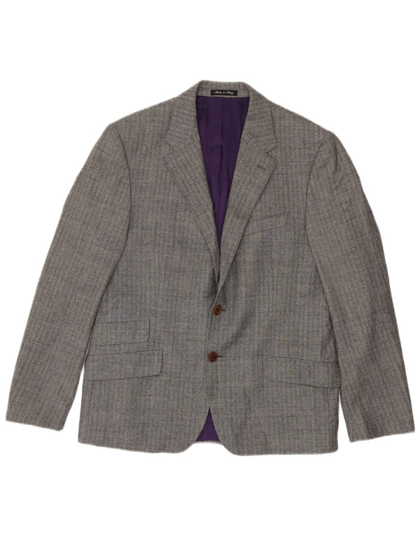Giacca blazer a 2 bottoni da uomo Paul Smith UK 40 grande lana gessata grigia