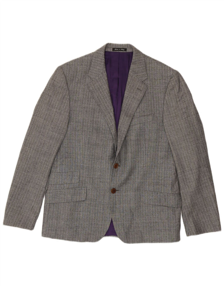 Giacca blazer a 2 bottoni da uomo Paul Smith UK 40 grande lana gessata grigia